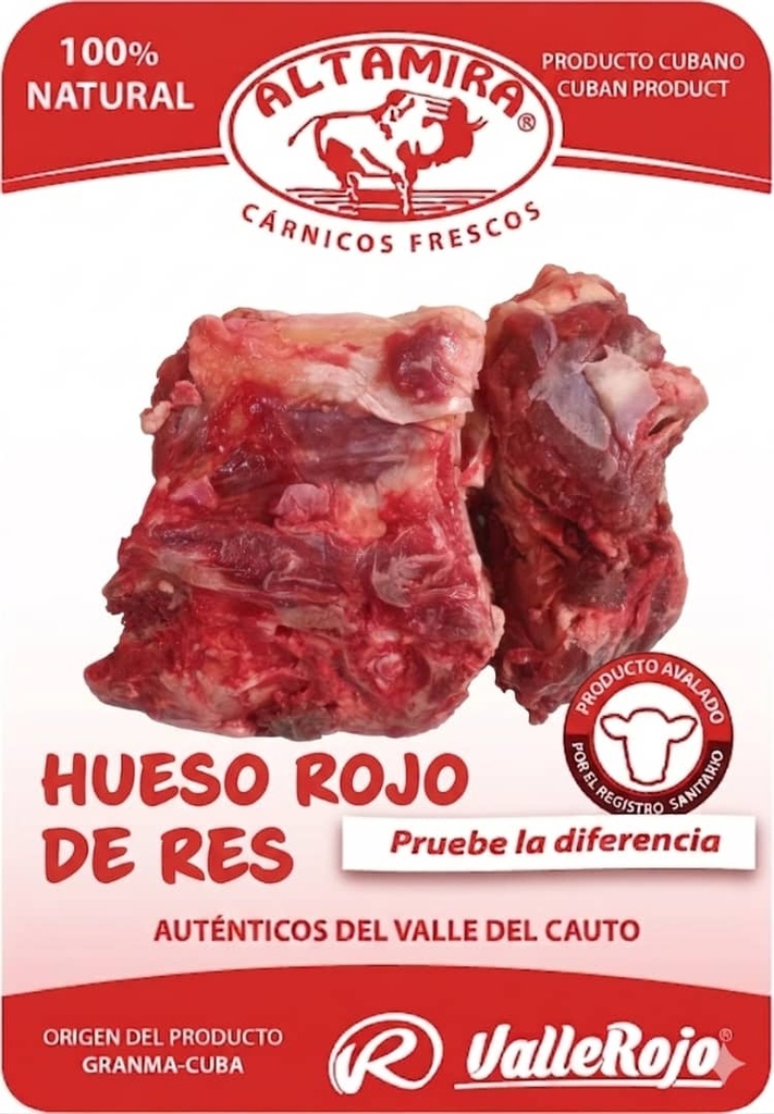 Hueso Rojo de Res paquete de 1.5 a 2.0 Kg